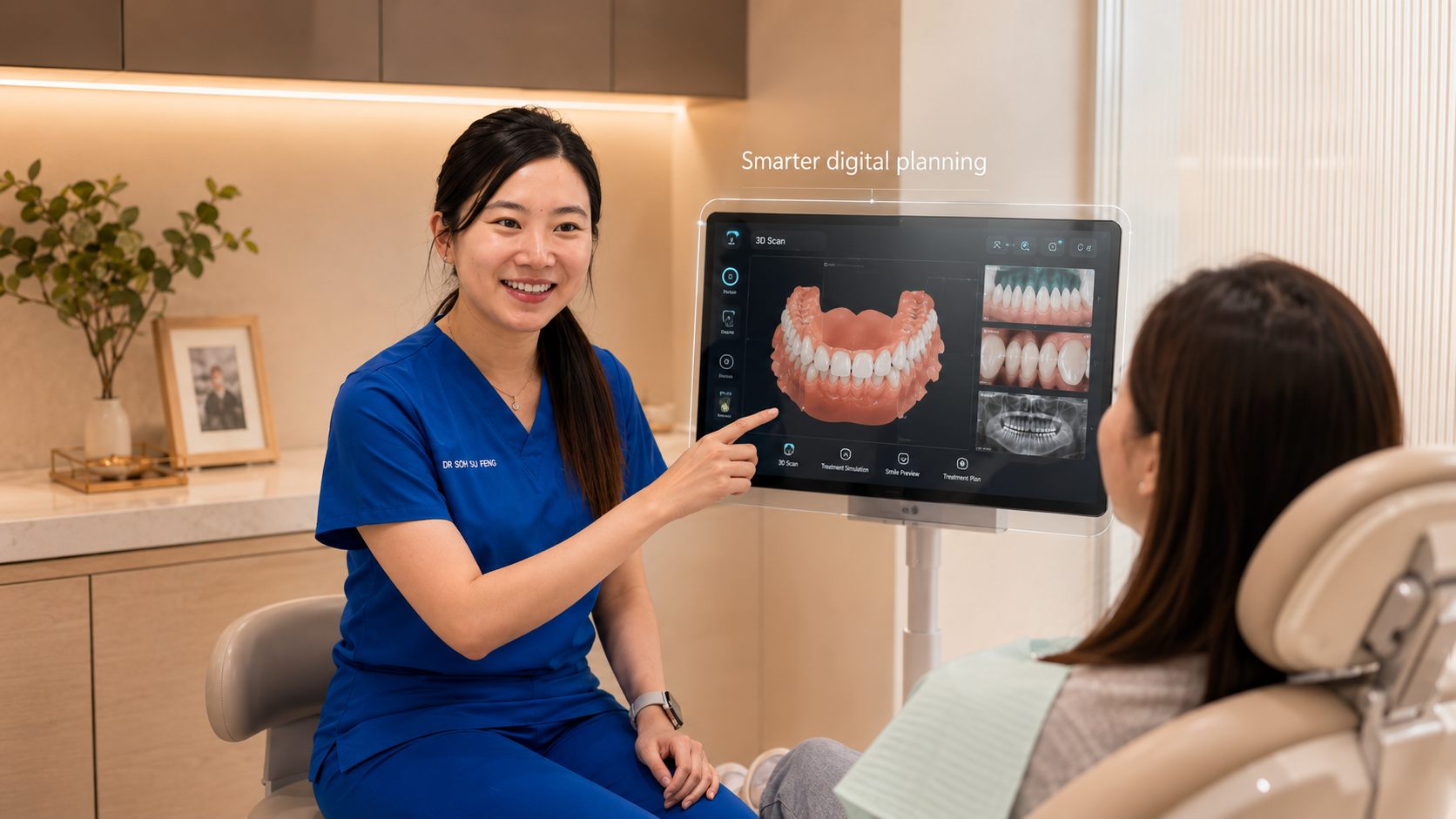 Dr Tiffany explaining smarter digital planning to a patient